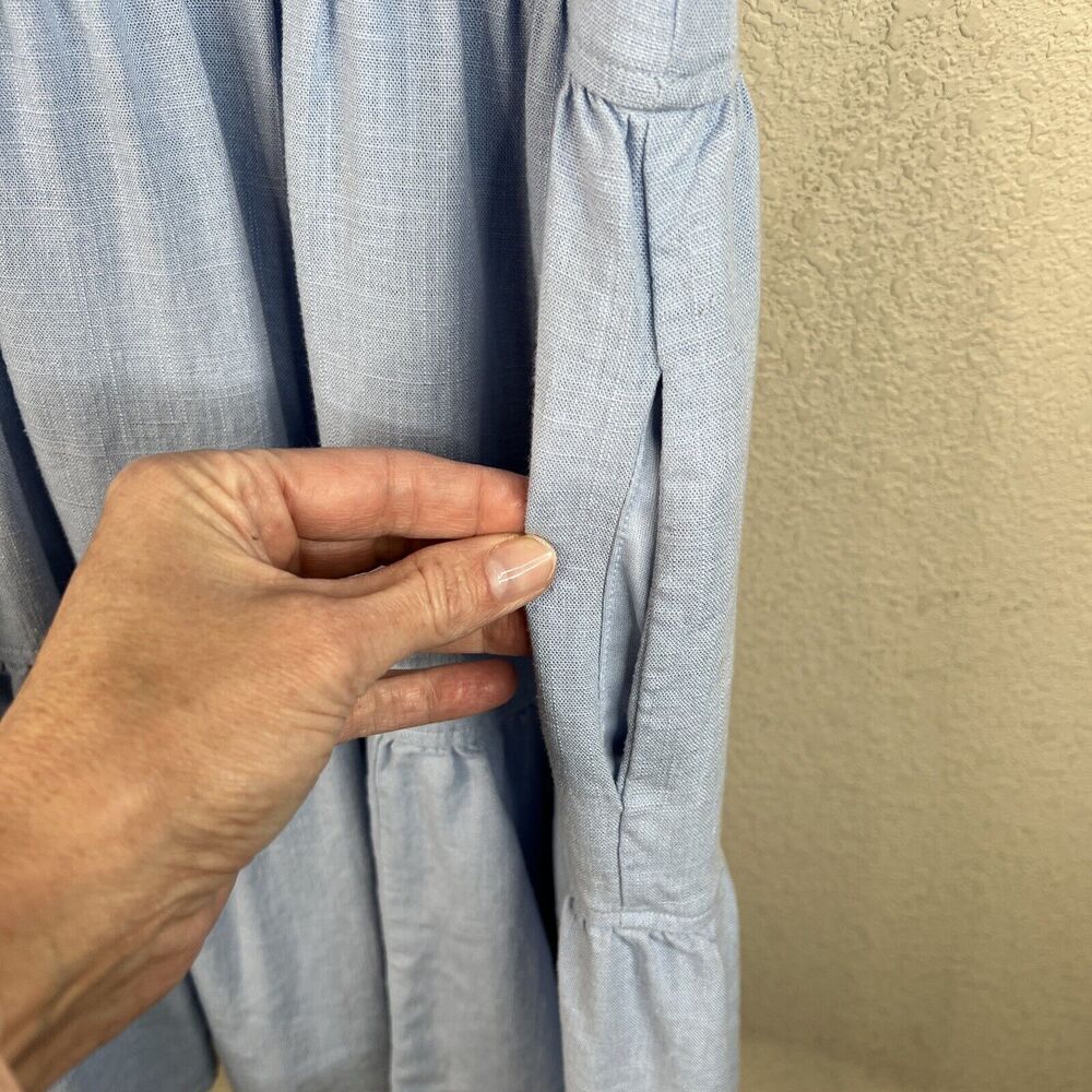 New In Women’s Light Blue Mini Tiered Ruffle Classic Coastal Small Sleeveless - Picture 7 of 16